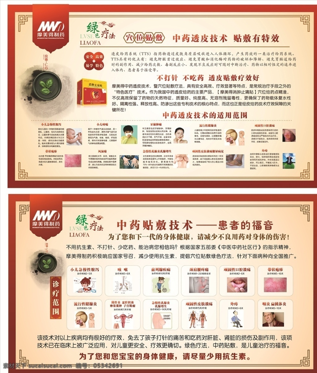 綠色療法海報 綠色療法 穴位貼敷 摩得美制藥 中藥透皮技術(shù) 中藥 分層