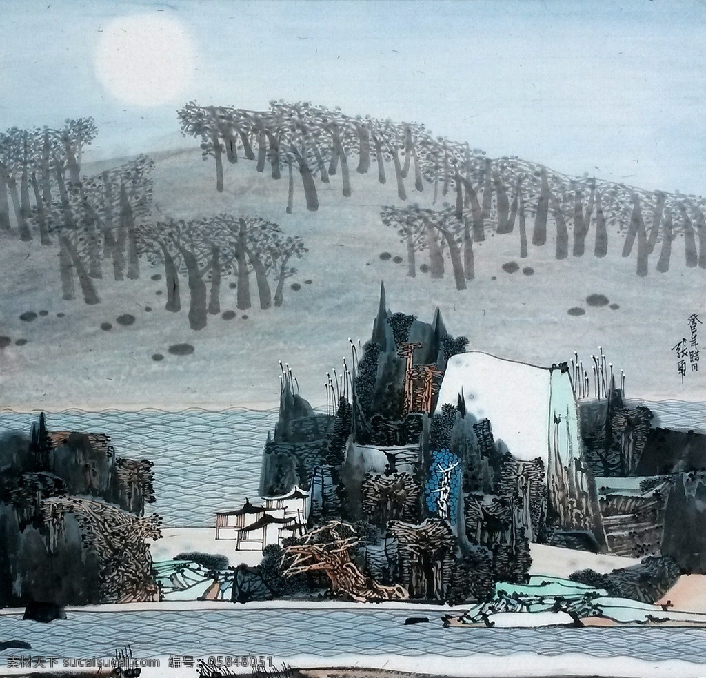 國畫 山水 風(fēng)景 寫意山水 字畫 裝飾畫 寫意風(fēng)景 文化藝術(shù) 繪畫書法