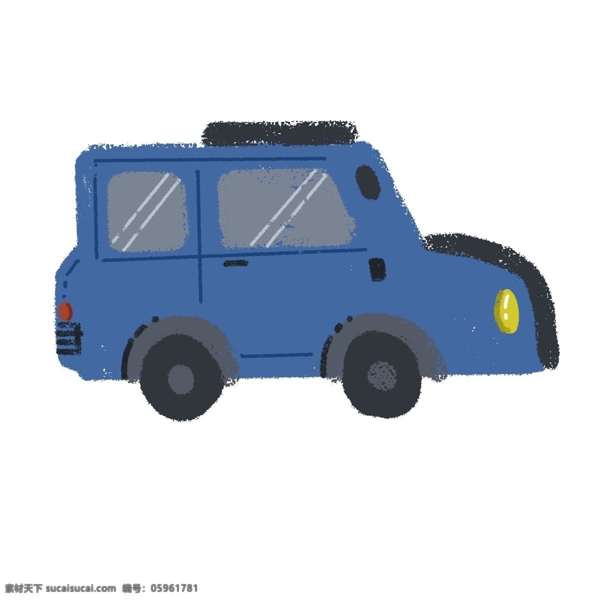 藍(lán)色汽車 玩具 插畫 手繪