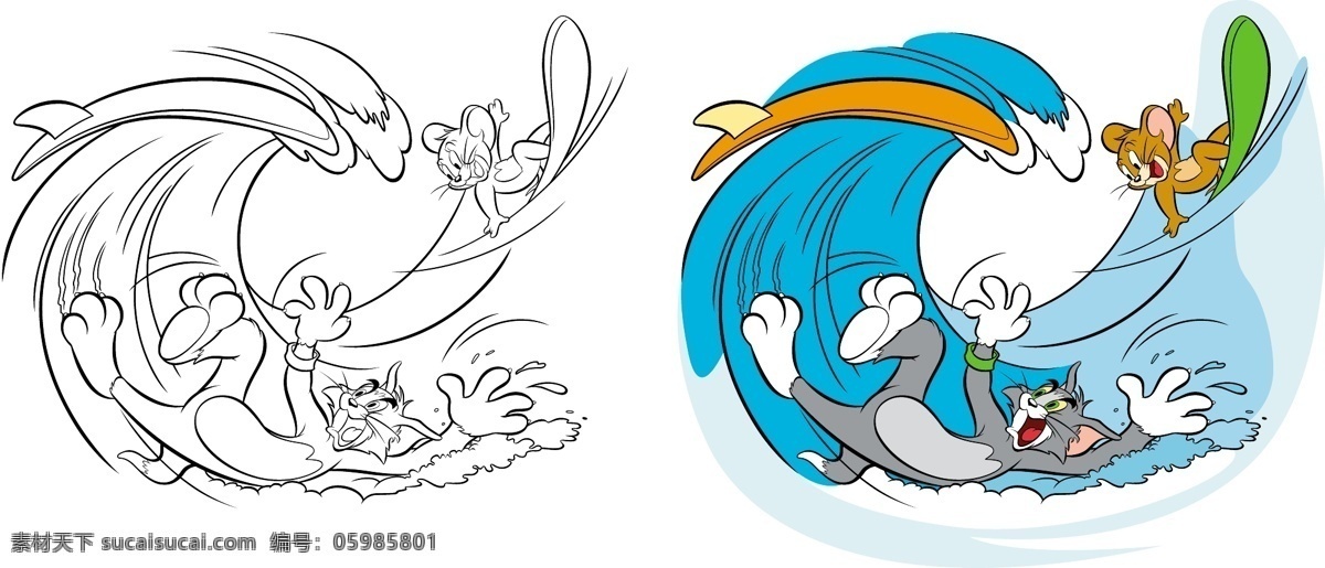 经典卡通 人物 矢量 猫和老鼠 eps源文件 设计素材 迪斯尼专辑 卡通人物 矢量图库 白色