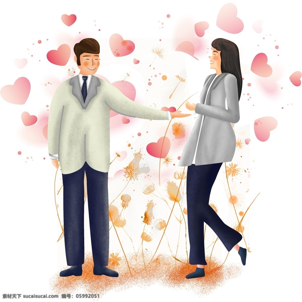 情人節(jié) 小 清新 風(fēng)格 甜蜜 情侶 氣球 banner 可愛 小清新 甜蜜情侶 男孩插畫 卡通手繪風(fēng)格 海報