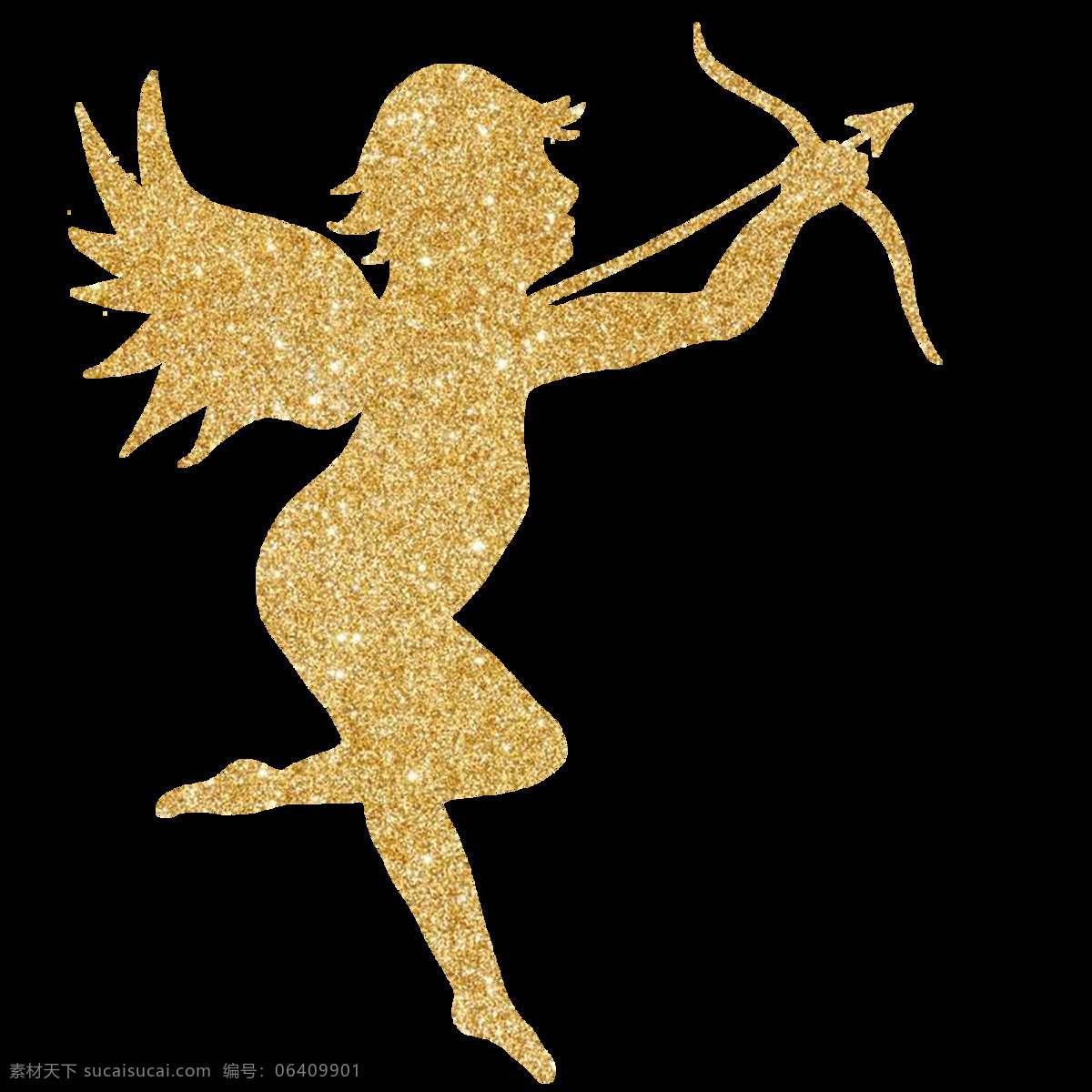 金色 小 天使 剪影 小天使 装饰图案 金粉