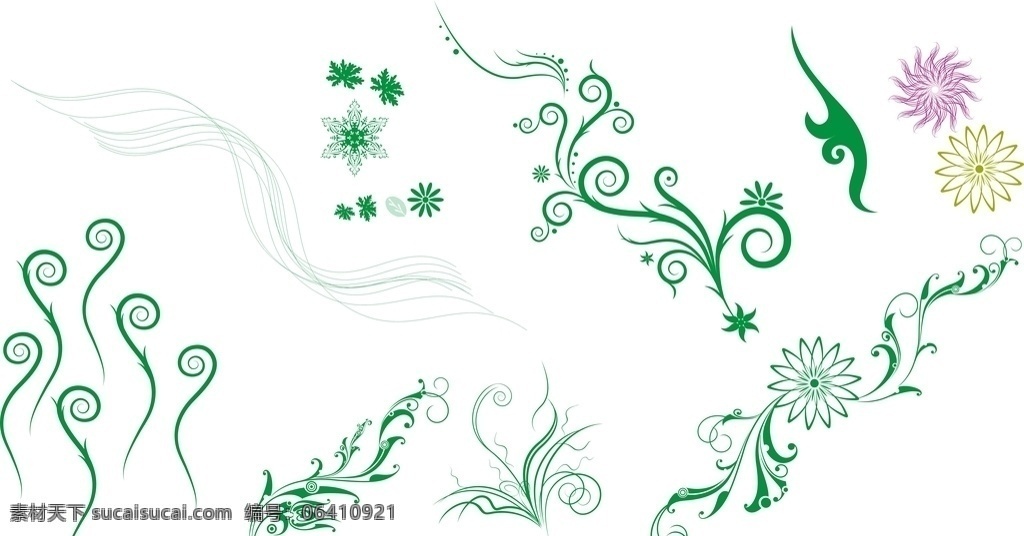 流行花边 欧式 流行 花边 底纹 绿色 矢量 花 飘带 树叶 小草 雪花