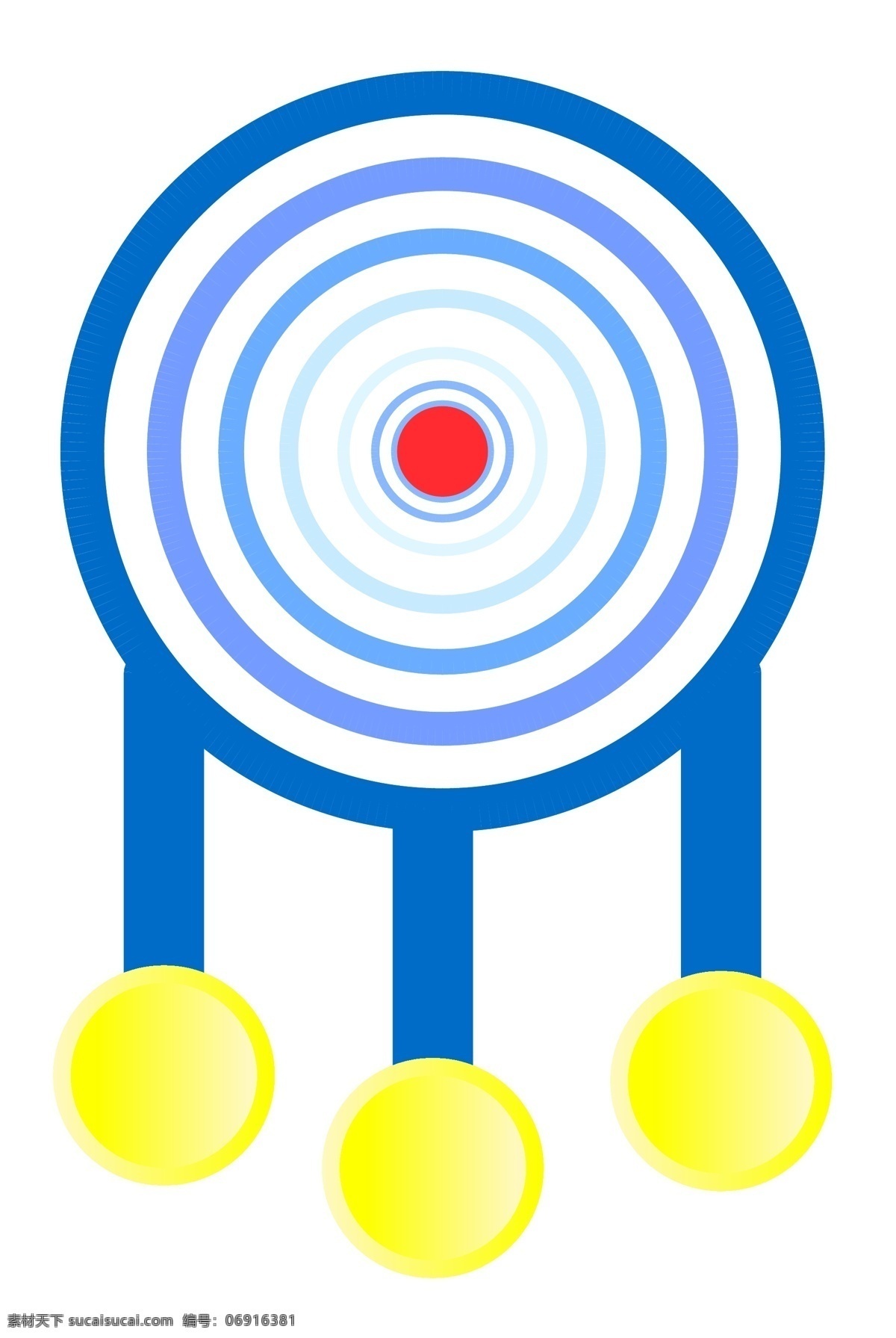 蓝色 圆形 标 靶 插图 圆形黄色图案 蓝色标靶 蓝色图案 立体图案 ppt设计 精致的图案 卡通插画 条例插图