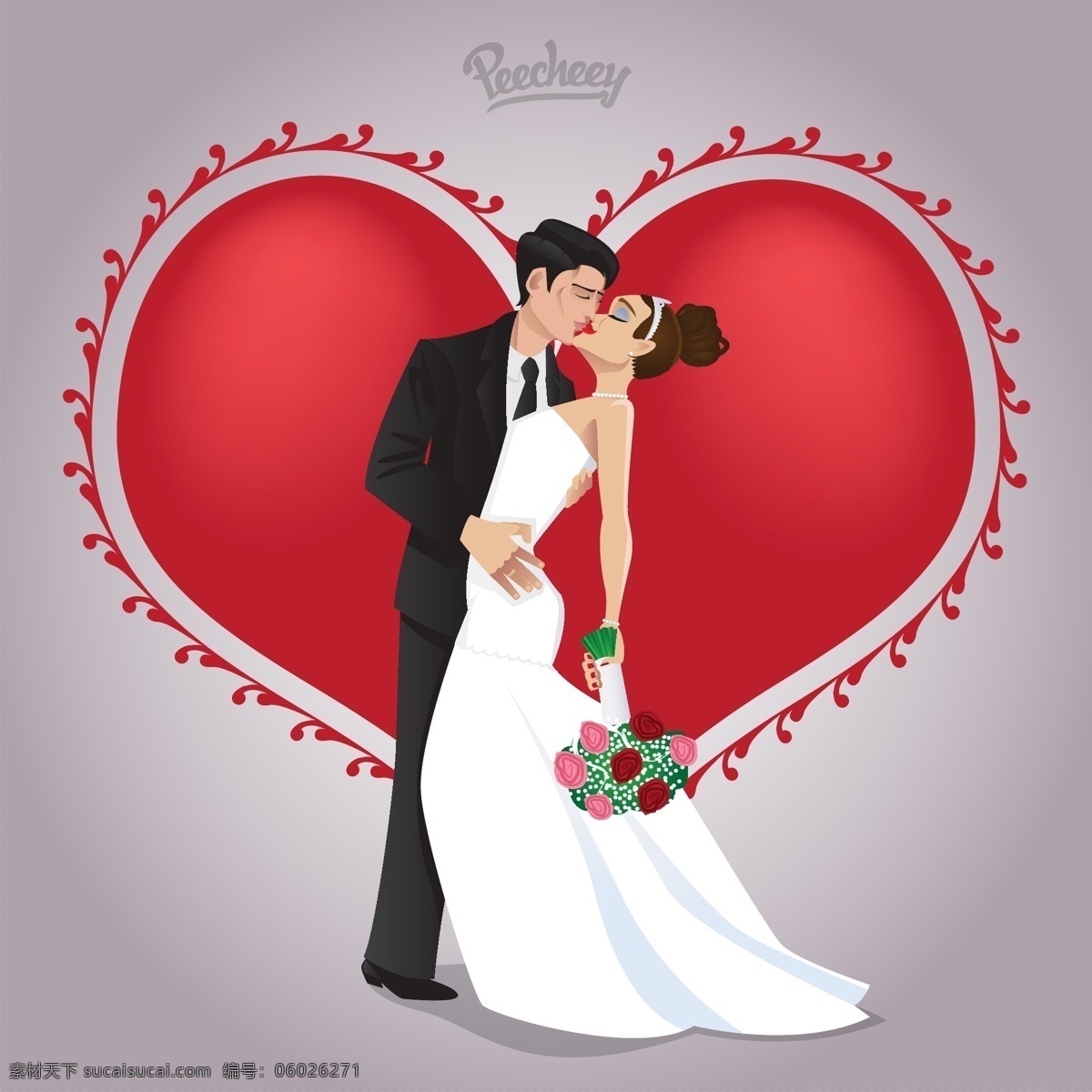 爱情 中 接吻 婚礼 背景壁纸 卡通和人物 庆典和聚会 设计元素 花卉和漩涡 模板和模型 孩子