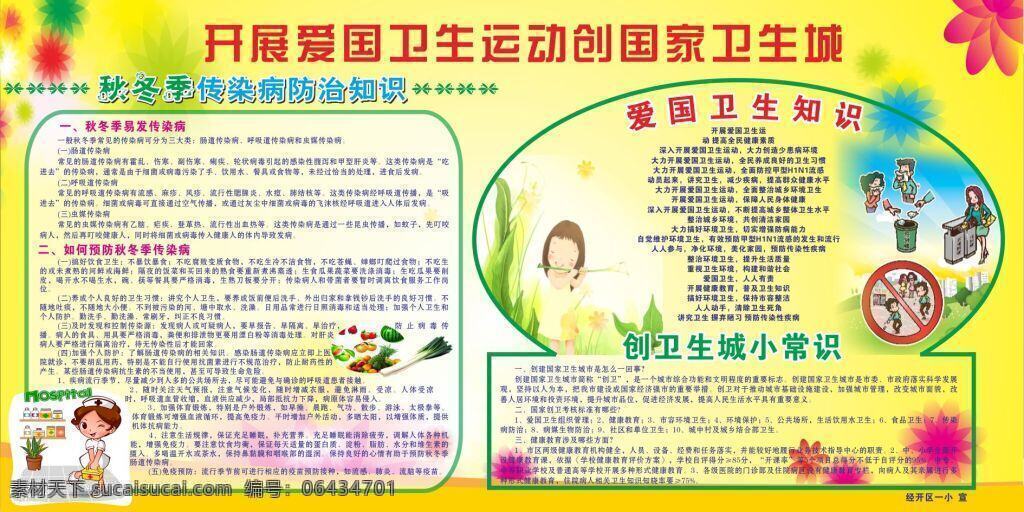 愛國(guó)創(chuàng)衛(wèi)展板 愛國(guó)創(chuàng)衛(wèi) 秋冬季 傳染病 預(yù)防 創(chuàng)衛(wèi)常識(shí)