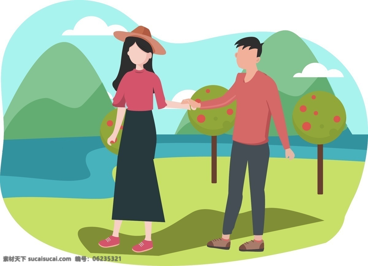手繪 風(fēng) 清明節(jié) 學(xué)生 情侶 踏青 出游 元素 情人 夫妻 節(jié)日 傳統(tǒng) 清新 風(fēng)景 過節(jié) 綠色 出行 活動 放松 綠地 環(huán)境 綠化 游玩的人物 開心