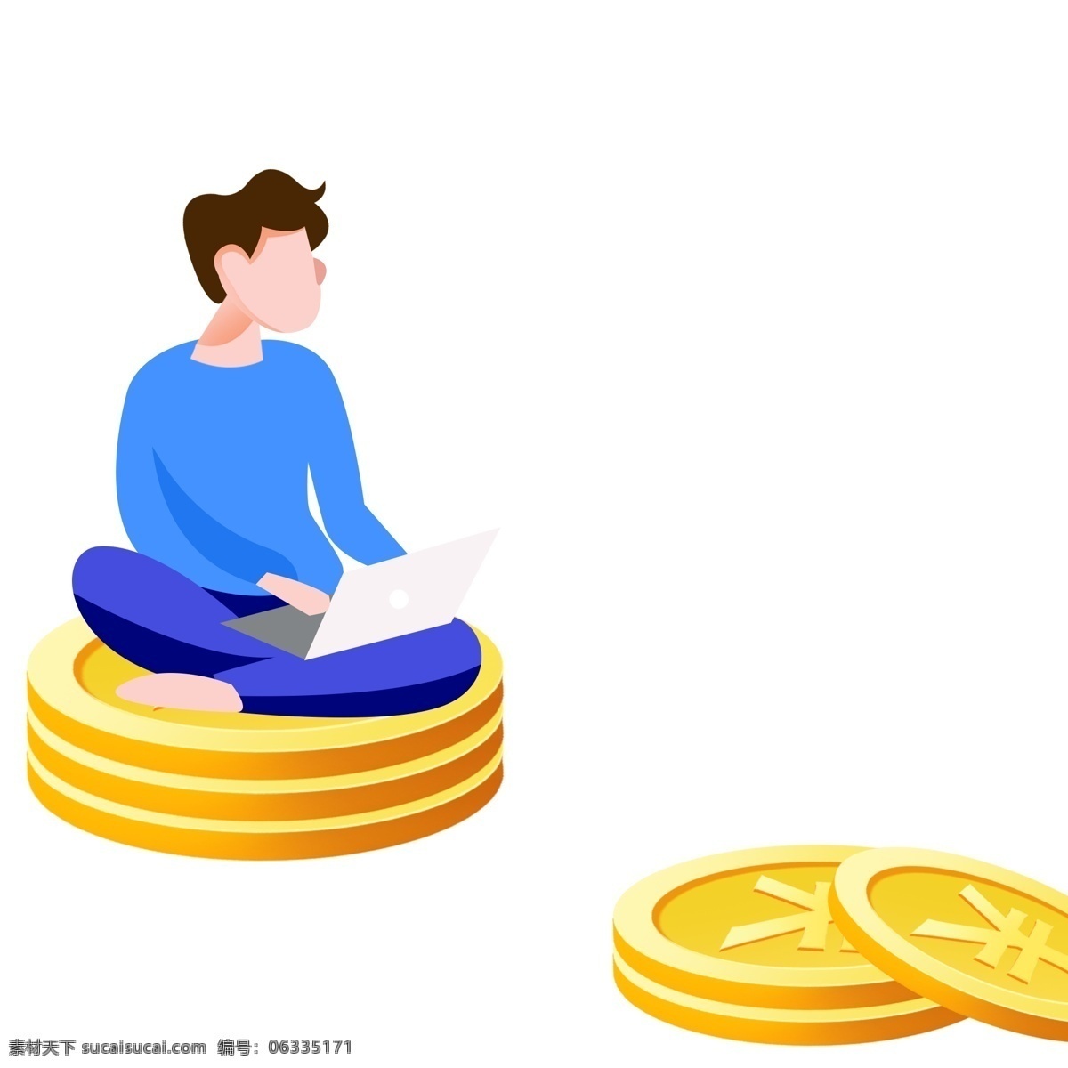 笔记本 工作 男人 免 扣 图 盘腿 坐 理工男 金融工作者 数据分析职业 用笔记本 工作的男人 免扣图