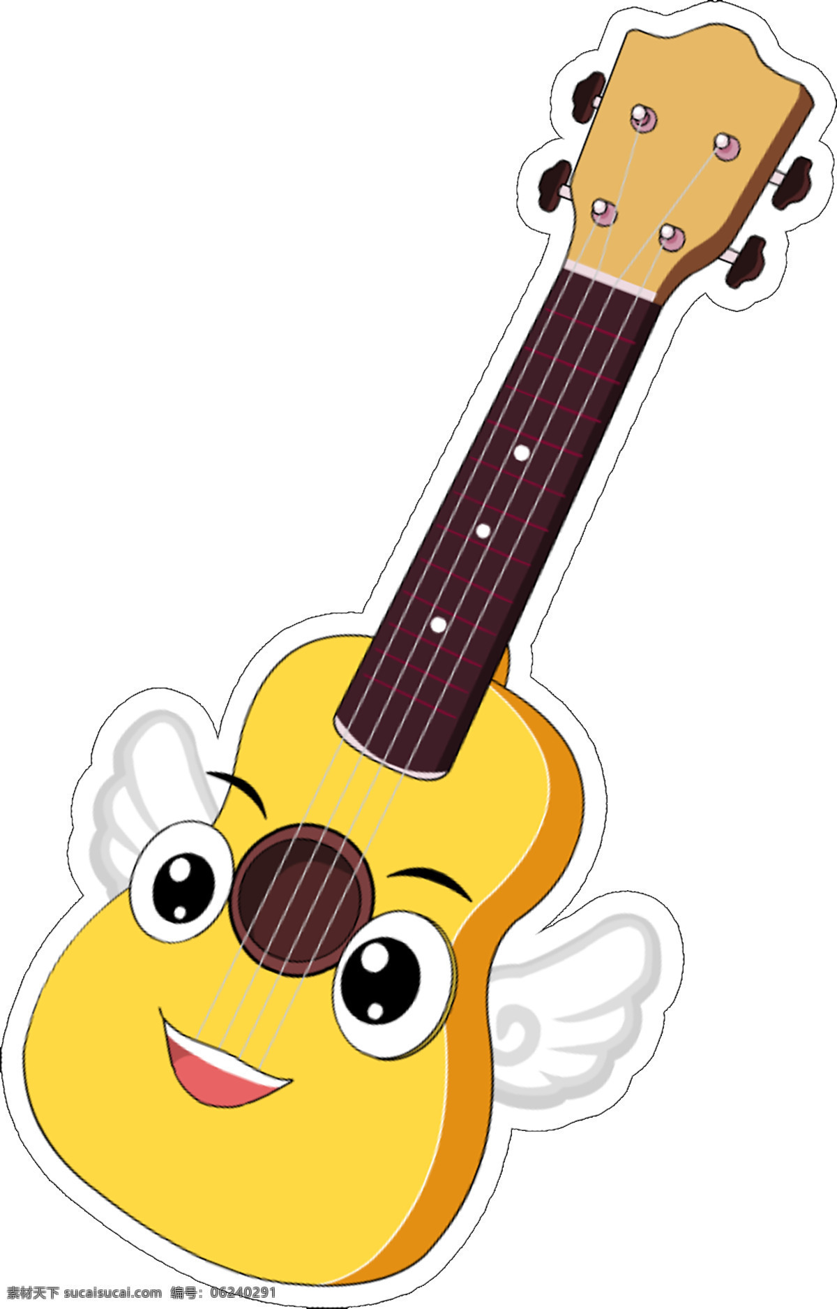 吉他 尤克里里 天使 卡通图 卡通吉他 卡通乐器 天使吉他 卡通天使 吉他翅膀 矢量吉他