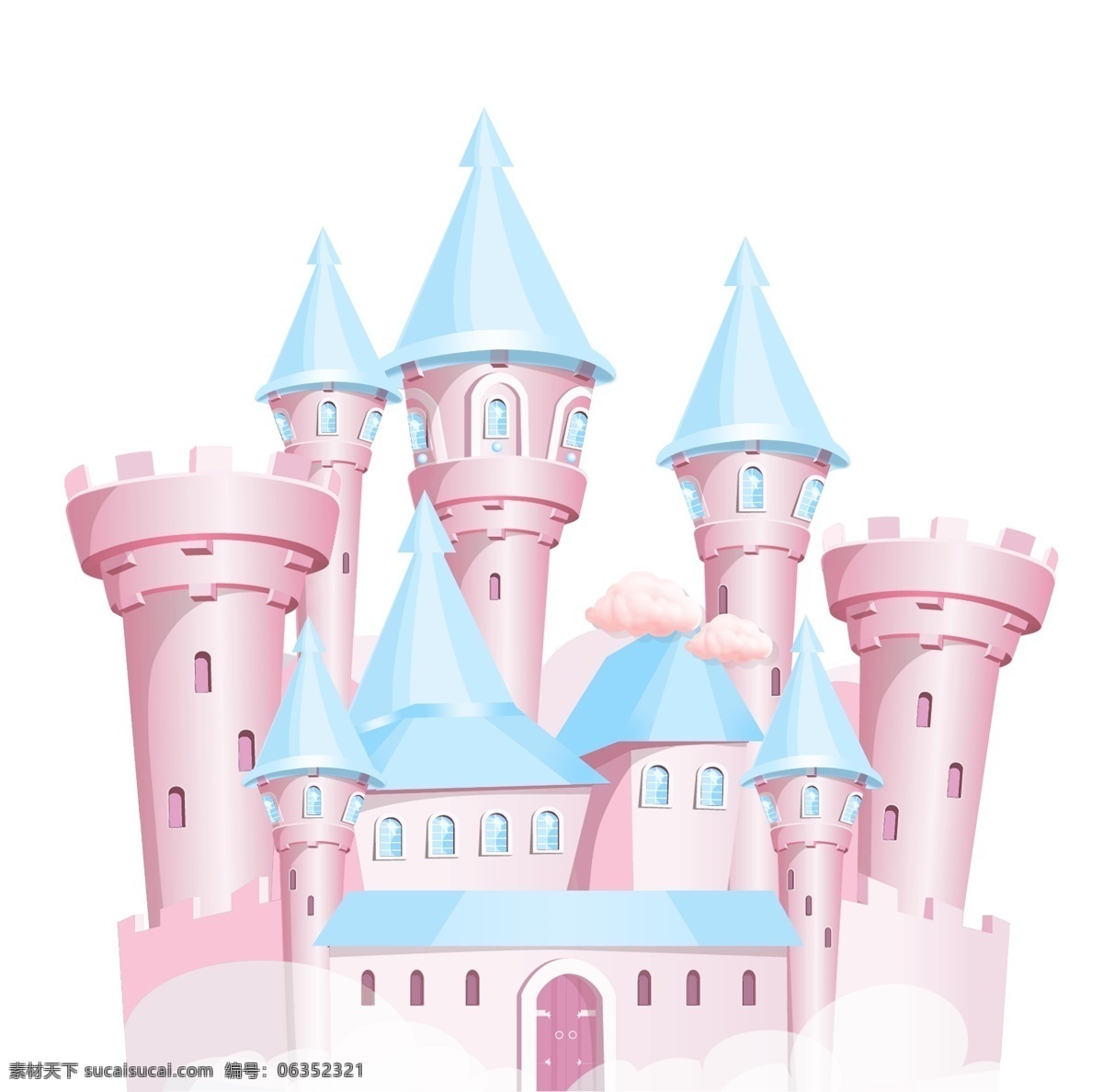 蓝 粉色 马卡 龙卡 通 城堡 婚礼 素材图片 蓝色 马卡龙色 卡通 宝宝宴
