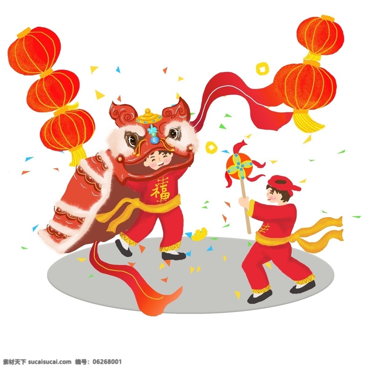 新春 元宵節(jié) 舞龍 獅 節(jié)日 喜慶 燈籠 舞龍獅 龍獅 繡球