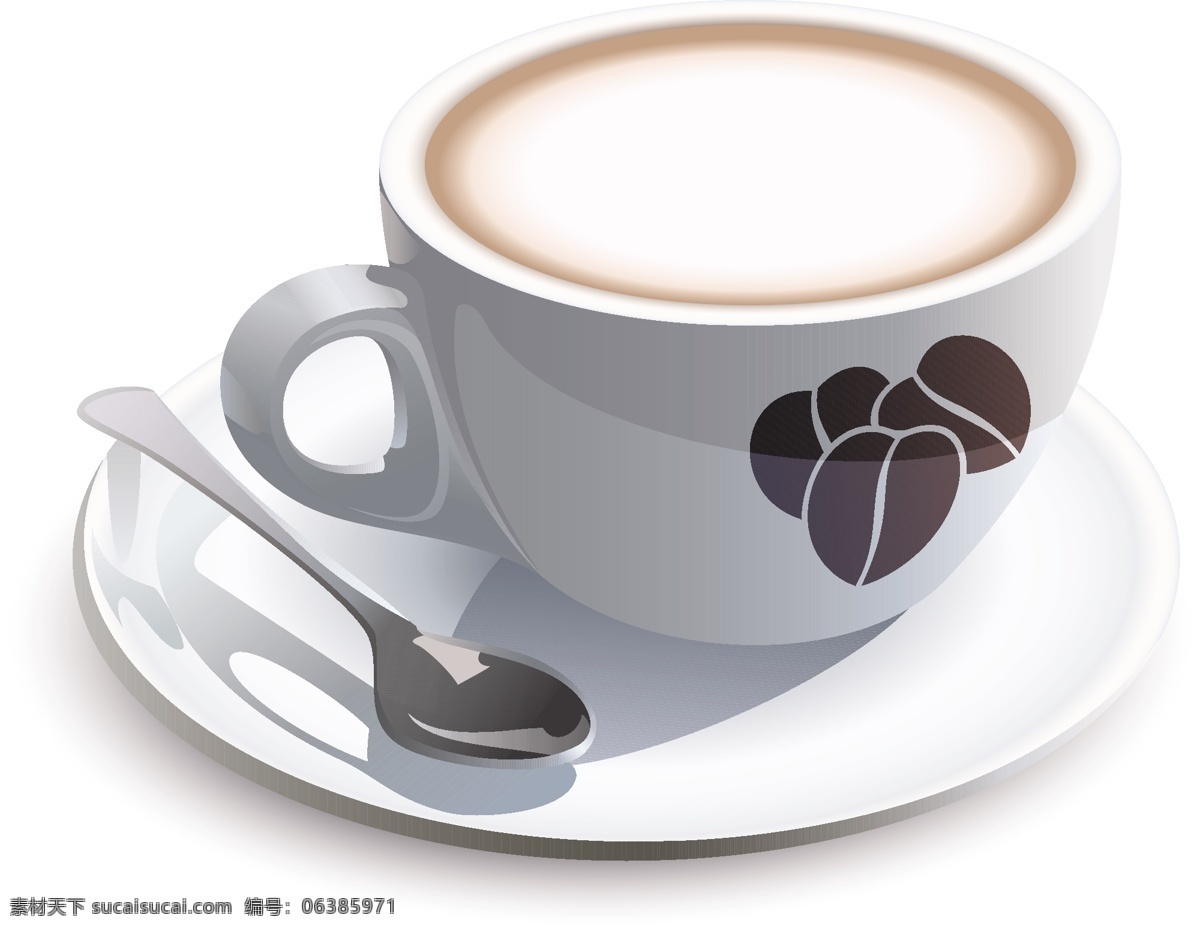 可爱 杯子 品味 咖啡 eps素材 碟子 咖啡杯 勺子 矢量素材 放在 小 中 矢量图 其他矢量图
