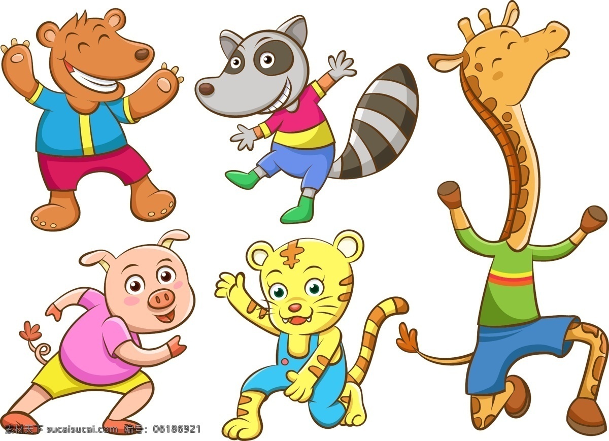 卡通 动物 矢量 幼儿园素材 拟人化动物 漫画动物 卡通动物 陆地动物 高清图片