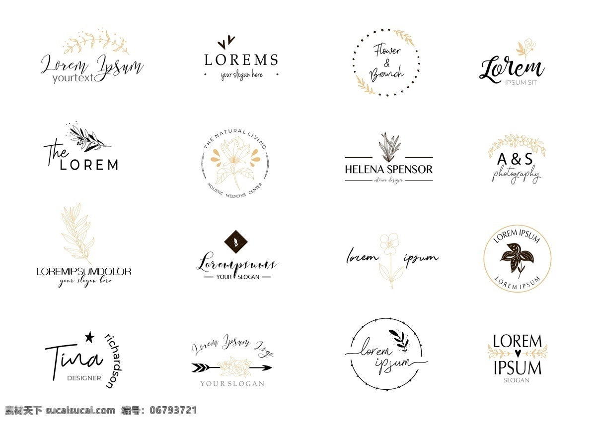 婚禮 logo 字母 英文 植物 組合 分層 logo設(shè)計