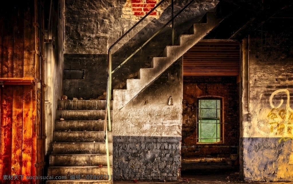 古老 房子 楼梯 大屋 青砖屋 历史建筑 木楼梯 古董楼梯 实景大屋 旧房子