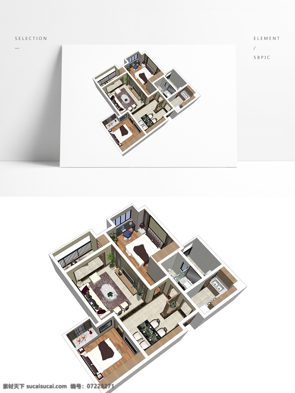 su 样板房 住宅 透视 模型 室内空间设计 住宅室内设计 3d模型 su模型 草图大师模型 家具模型