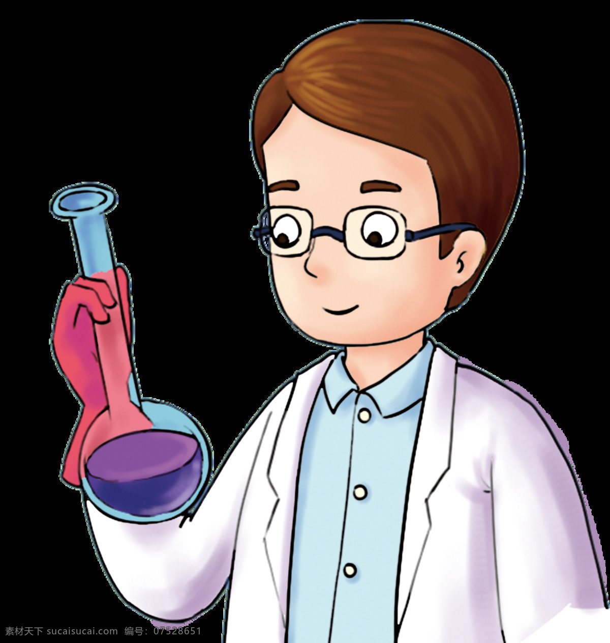 科学家 化学实验 器材 圆底烧瓶 科学 化学 实验设备 插画 png透明 背景 免扣素材 化学实验器材
