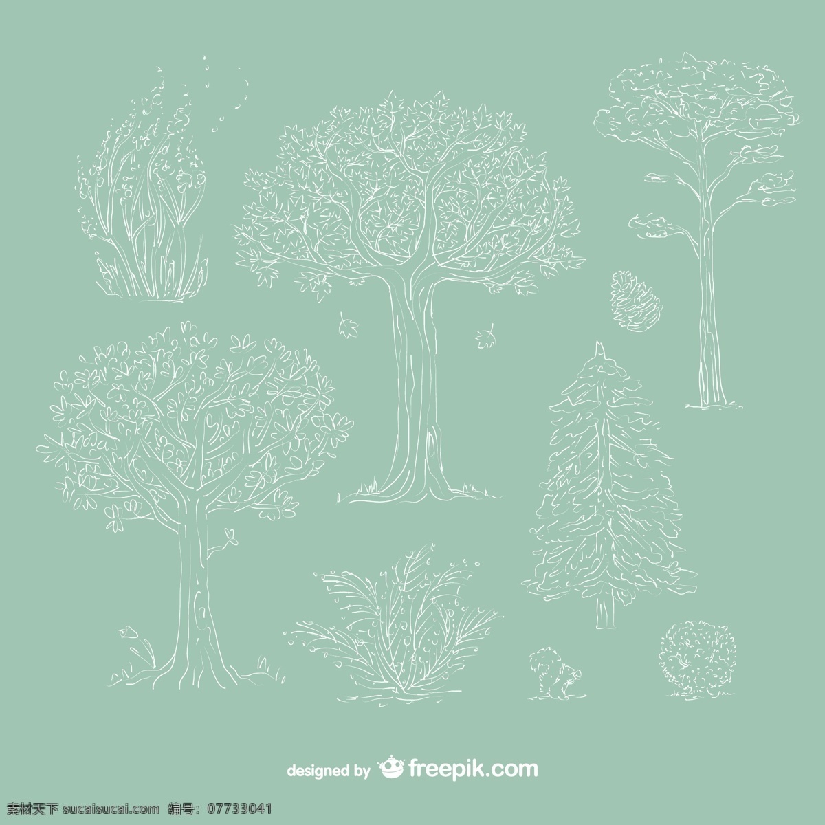 手繪樹木 手繪 樹木 樹 描繪 植物 绿色