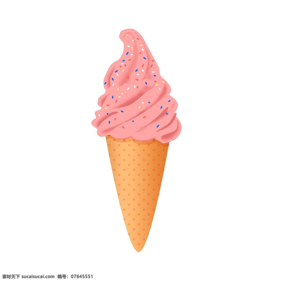 夏日 凉爽 草莓 冰激凌 元素 口味 粉色