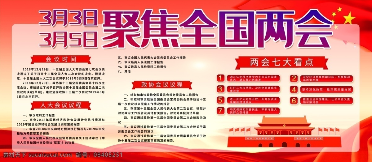 原創(chuàng) 簡(jiǎn)約 創(chuàng)意 聚焦兩會(huì) 內(nèi)容 展板 源文件 聚焦 兩會(huì) 全國(guó)兩會(huì) 黨建 天安門(mén) 內(nèi)容展板 紅色