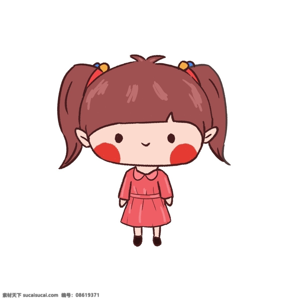原創(chuàng) 手繪 兒童 形象 女孩 元素 女生 手繪元素 設(shè)計(jì)元素 卡通兒童 扎 小辮子 小女孩