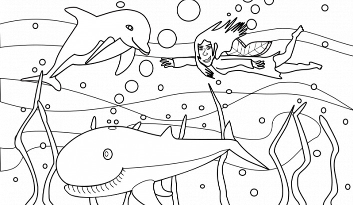 海 幻想 动物 海豚 海洋 剪贴画 鲸 书 仙女 艺术 剪辑 着色 矢量图 生物世界