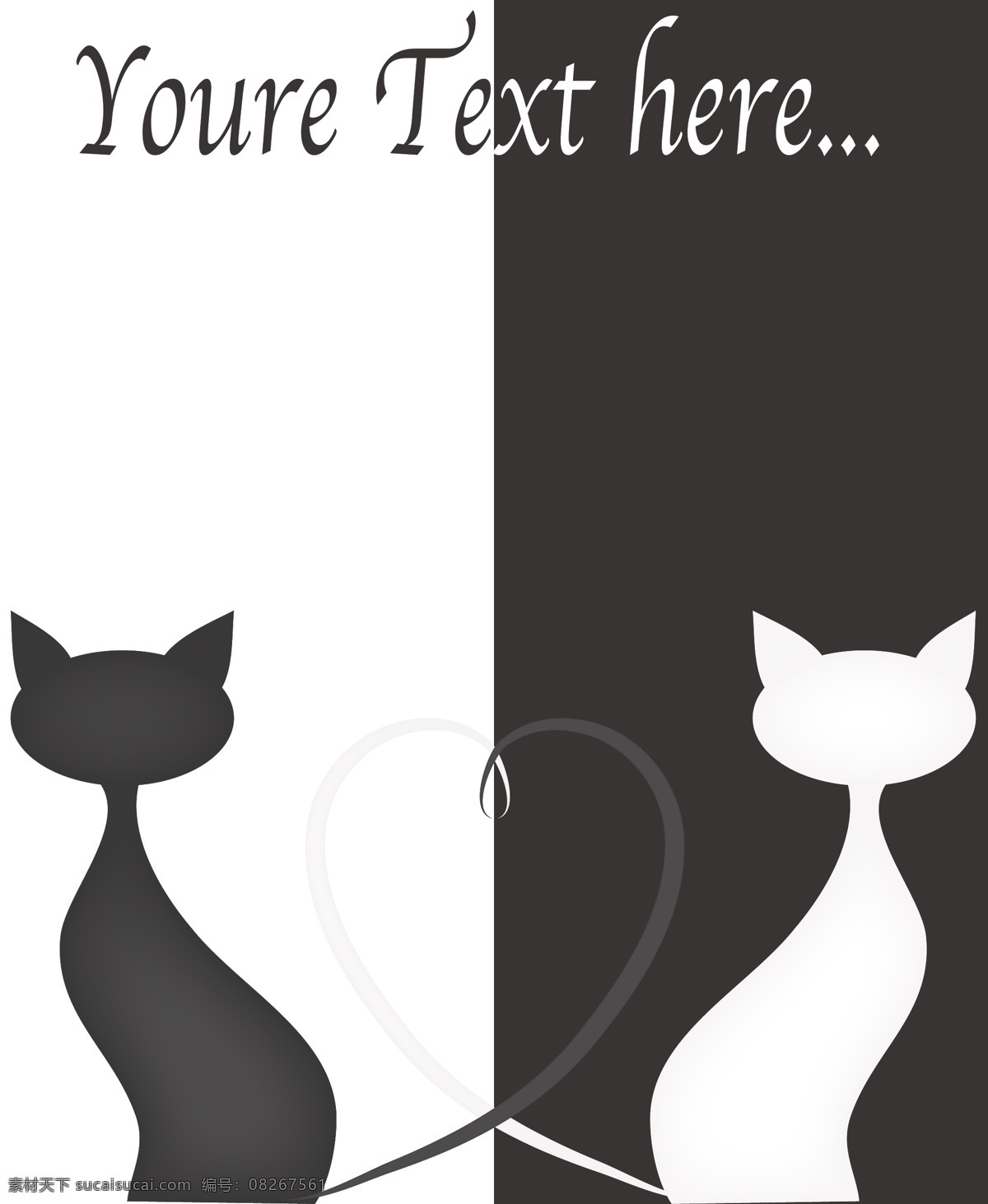 黑白猫咪情侣 黑猫 情侣 白猫 爱情 亲昵 情人 表情 动作 手绘 可爱 矢量 家禽家畜 生物世界