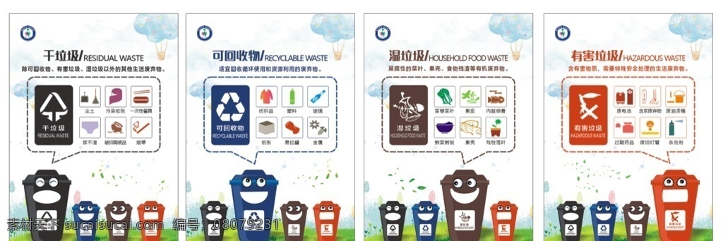 垃圾 四 分类 a 垃圾分类 垃圾四分类 垃圾分类版面 干垃圾 湿垃圾 有害垃圾 可回收物