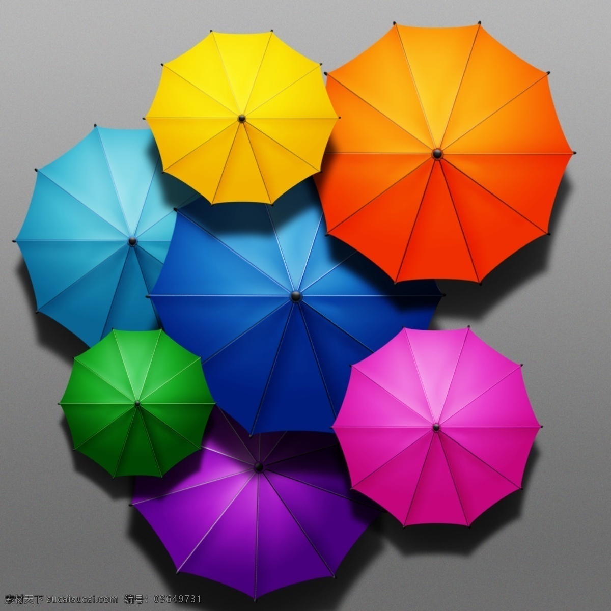 彩色 雨伞 顶视图 彩色雨伞 五彩缤纷 矢量雨伞 伞元素 分层