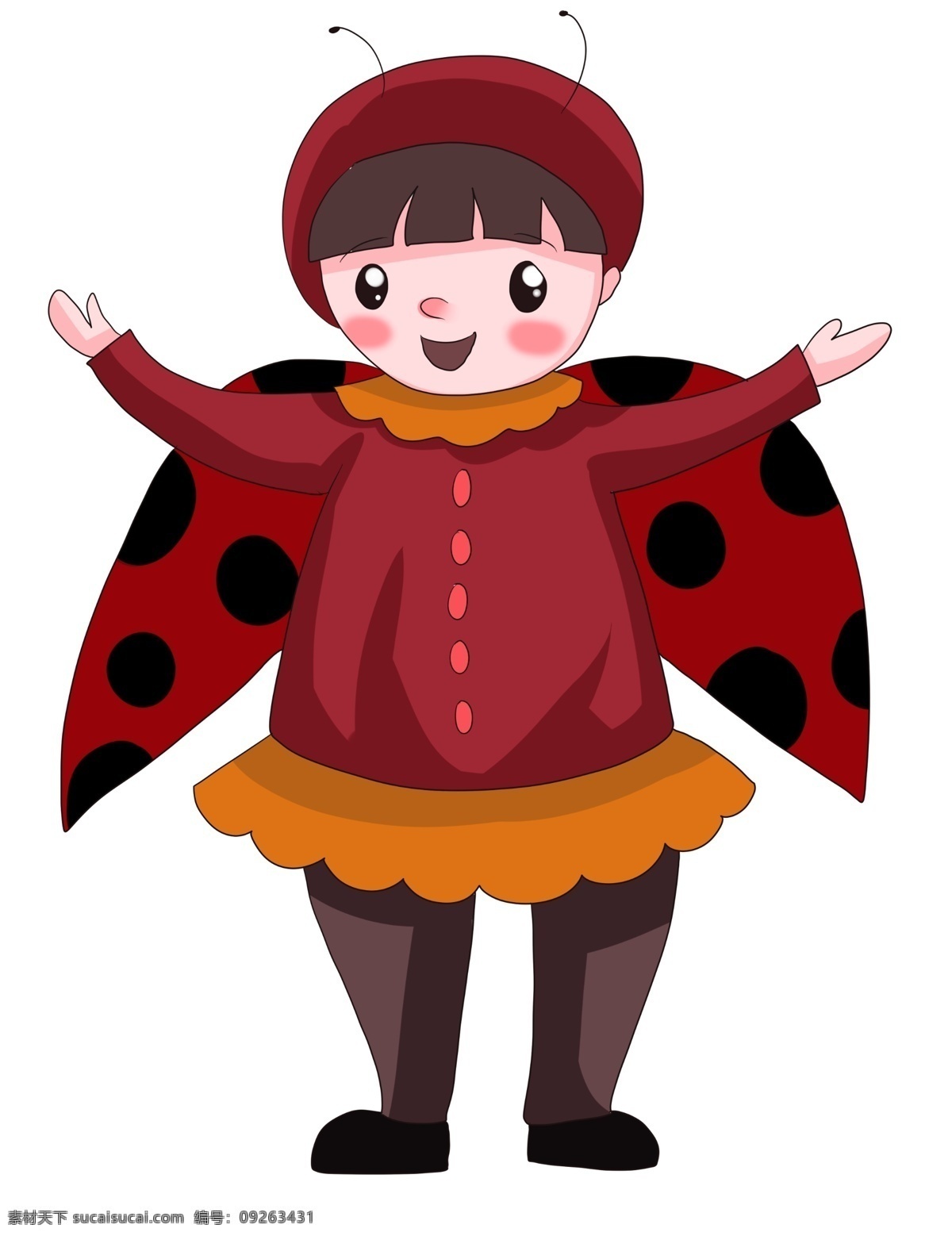 手繪 卡通 蟲子 衣服 甲殼蟲 女孩 甲殼蟲女孩 七星瓢蟲 卡通手繪 矢量插畫 兒童節(jié) 兒童 小孩 插畫 夢(mèng)幻 玩耍 童趣 跳舞 卷發(fā)