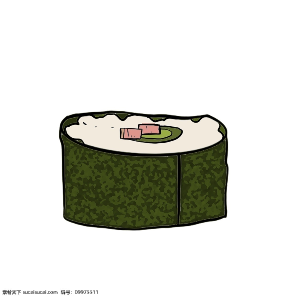 一块 海苔 寿司 插图 一块寿司 食物 一块美食 海苔寿司 食物插图 美食插画 日本食物 日本