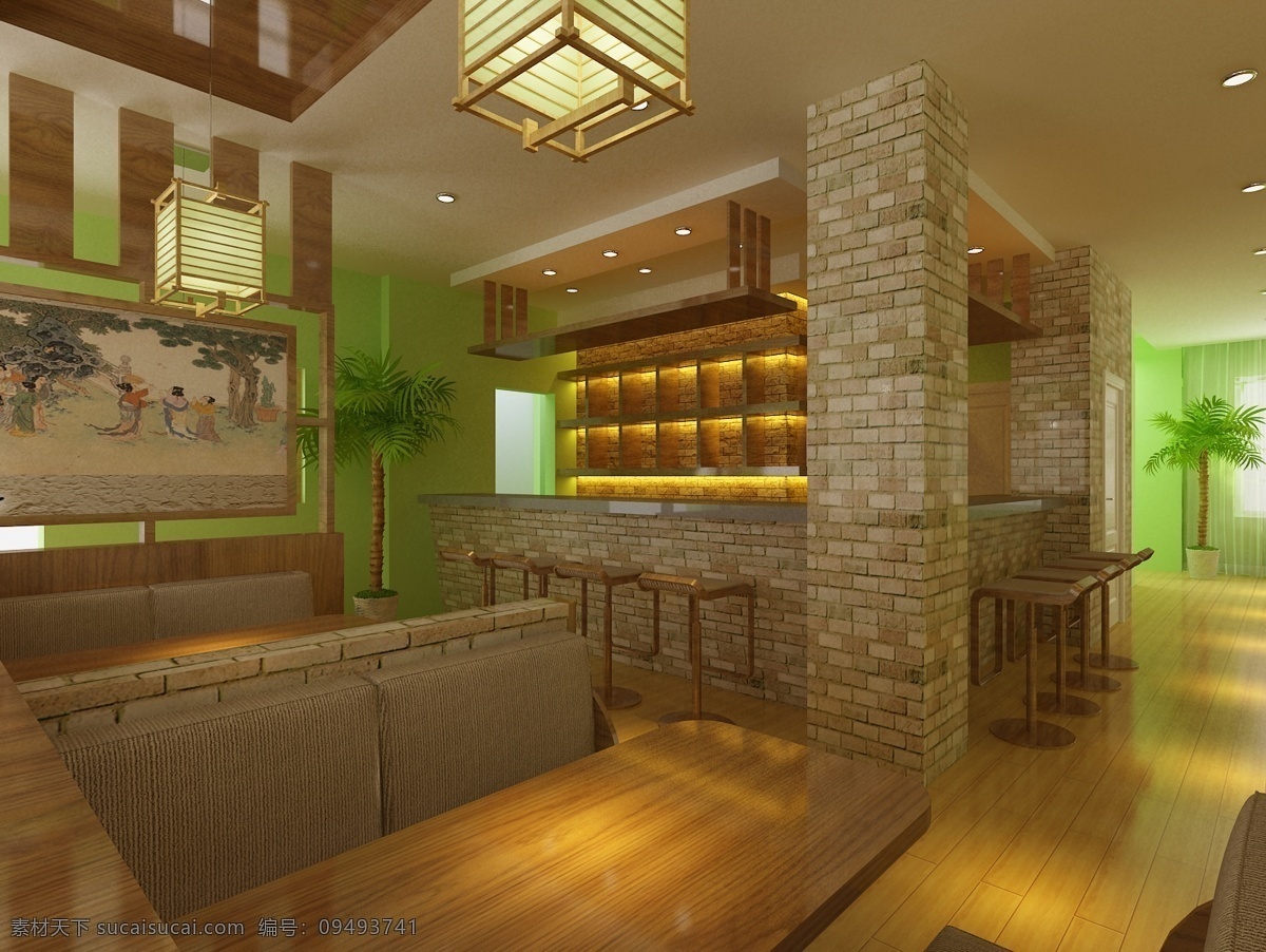 北海道 居 酒 屋 效果图 室内设计 环境设计 棕色