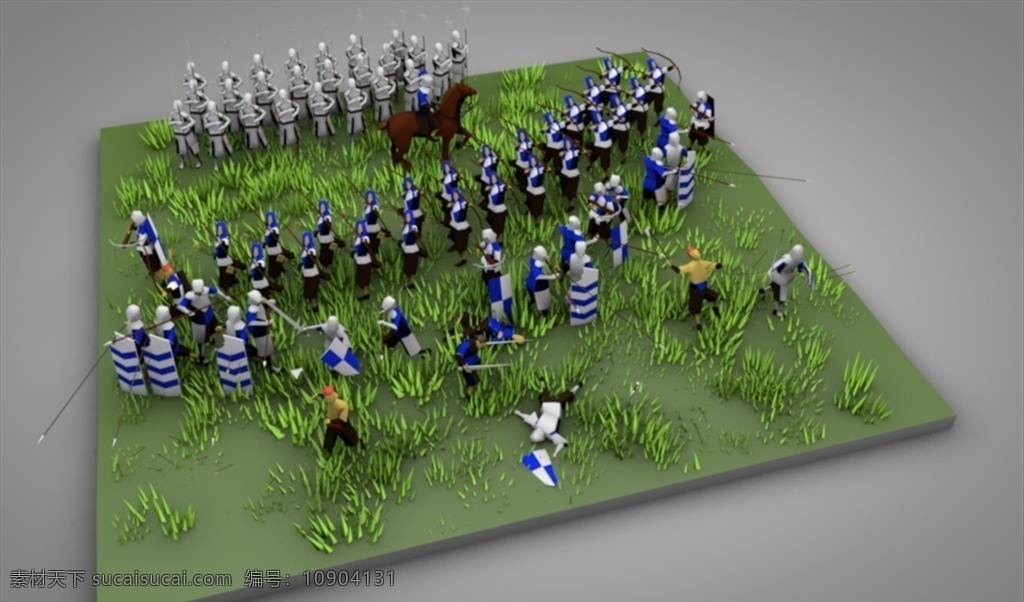 c4d 模型 战士士兵图片 动画 工程 像素 战士 士兵 树 草地 简约 渲染 c4d模型 3d设计 其他模型