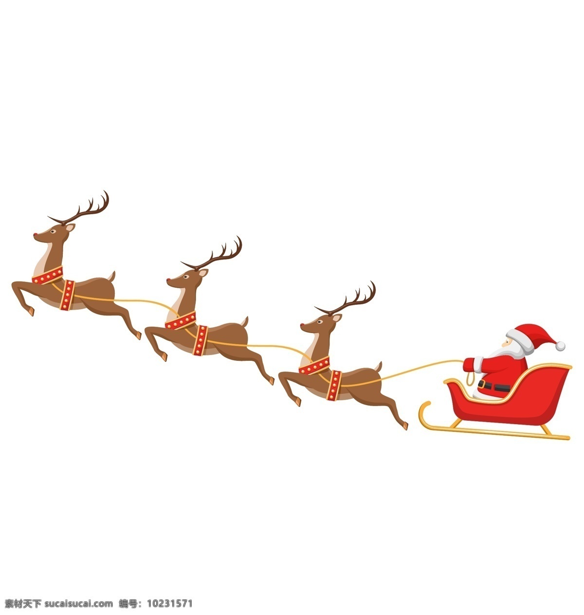 圣诞老人 矢量 礼物 圣诞鹿 麋鹿 圣诞雪橇车 高清图片