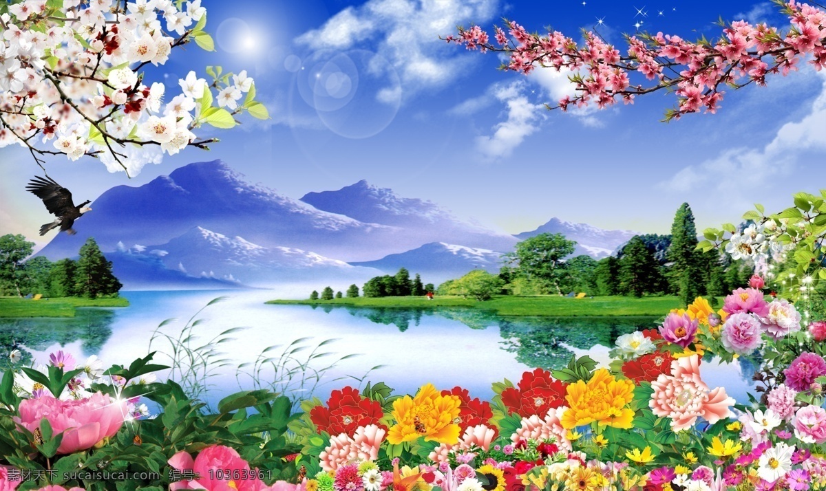 分層 白云 背景素材 風(fēng)景 風(fēng)景畫 高山 花 藍(lán)天 藍(lán)天白云 模板下載 山水風(fēng)景 松鶴 竹葉 竹樹 瀑布 水花 桃花 天空 山水 山水畫 樹葉 源文件 裝飾素材 山水風(fēng)景畫