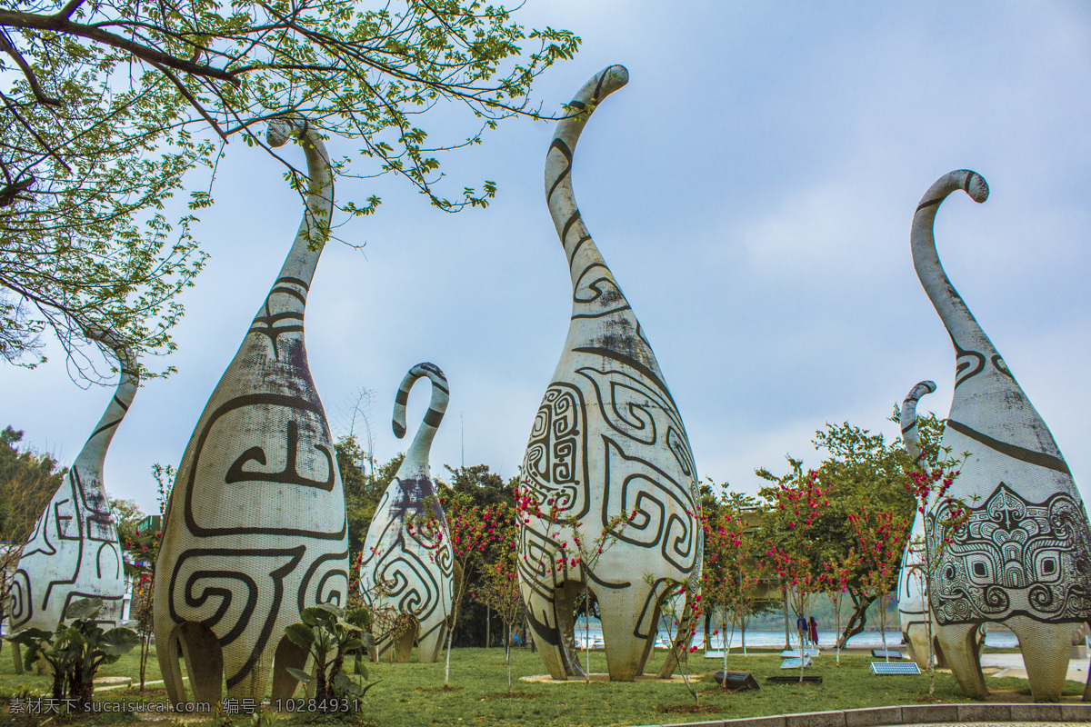 大象 创意 雕塑 商用 象山公园 公园 景观 植物 风景 风光