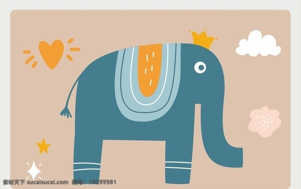 大象 上伍图片 上伍 卡通大象 矢量图 可编辑 可调色 卡通设计