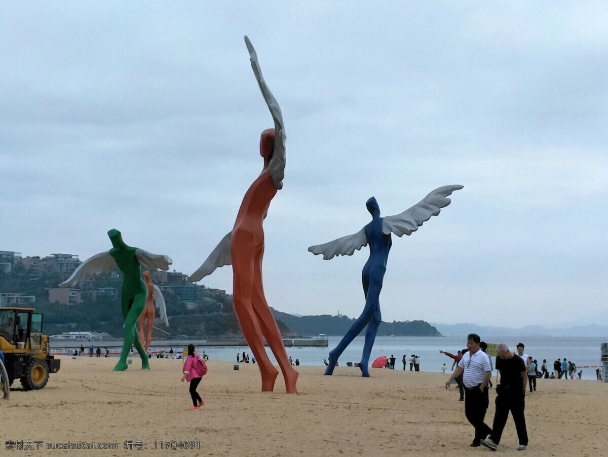 大 梅沙 海濱 雕塑 大梅沙 深圳 海灘 翅膀 想象力 人 旅游攝影 國(guó)內(nèi)旅游
