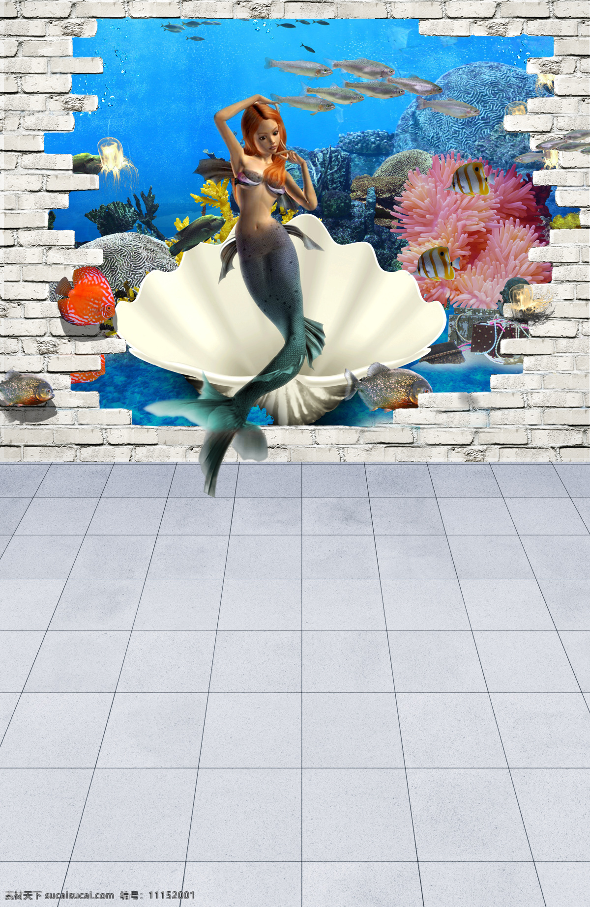 美人魚 科幻 立體 3d 效果圖 創(chuàng)意 白色