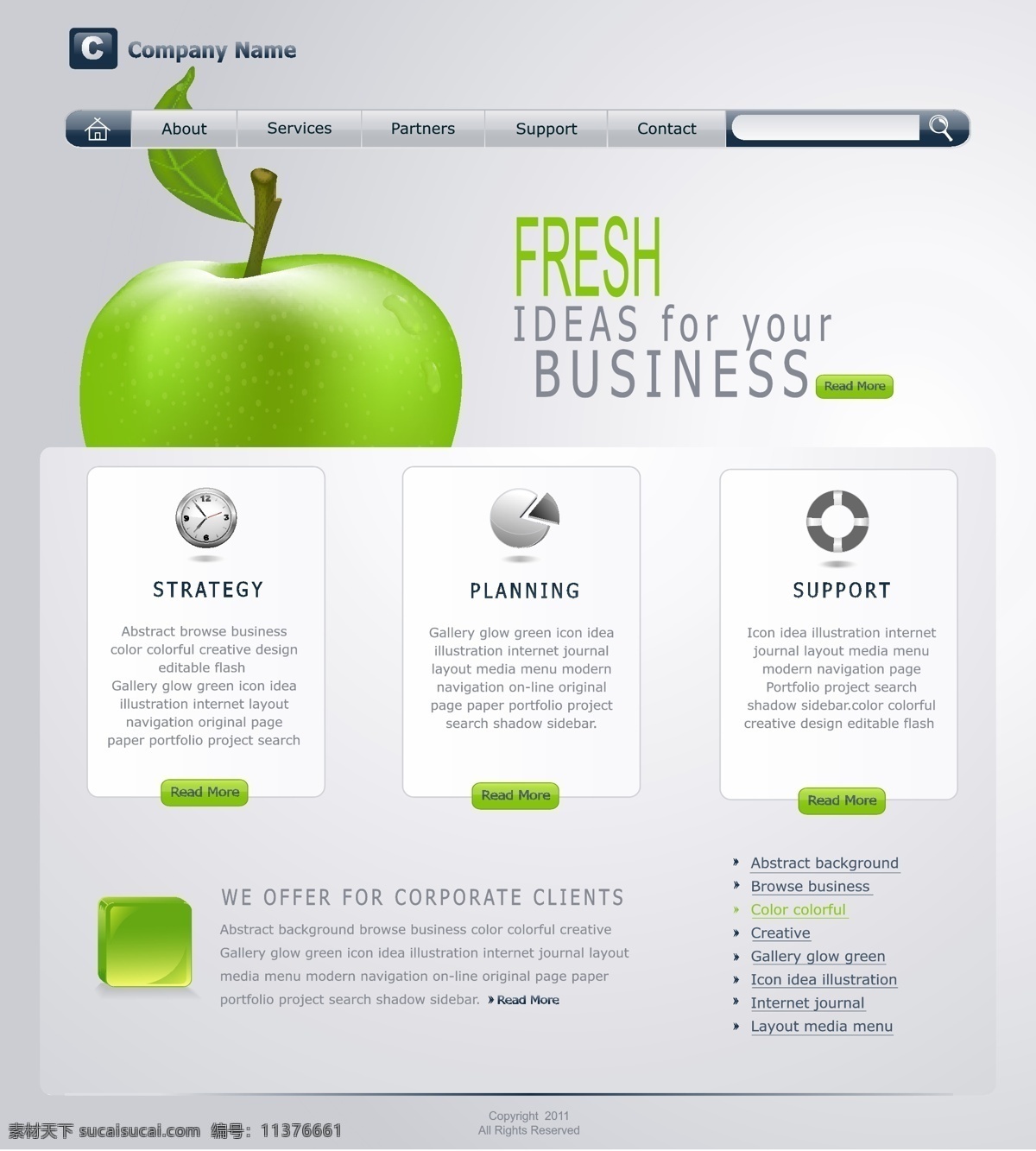 清新网站模板 网站设计 网站模板 网站界面设计 简洁 简约时尚 网页设计 网页设计模板 苹果 绿色清新 其他模板 矢量素材 白色