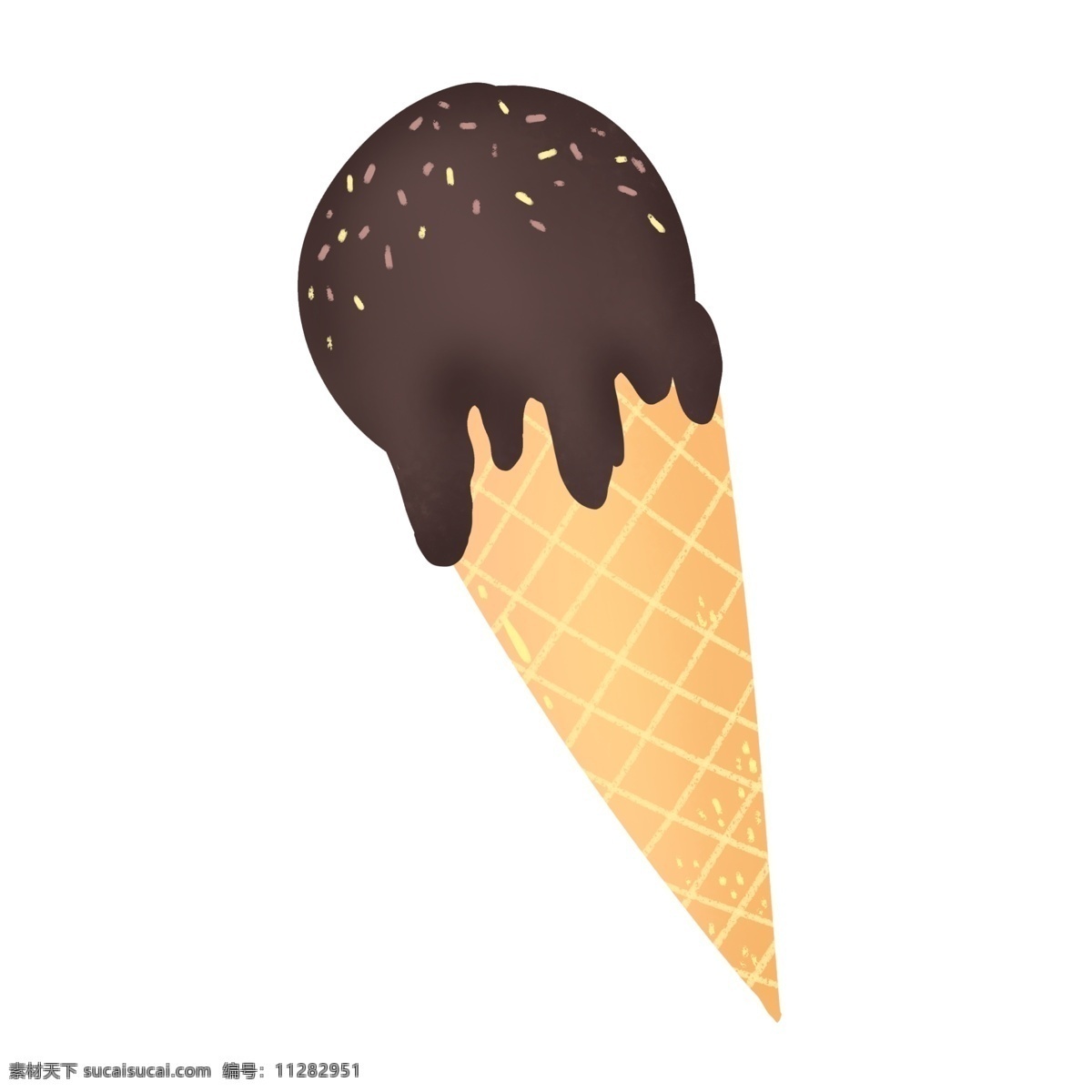 巧克力 可爱 手绘 夏季 冰淇淋 甜筒 清新