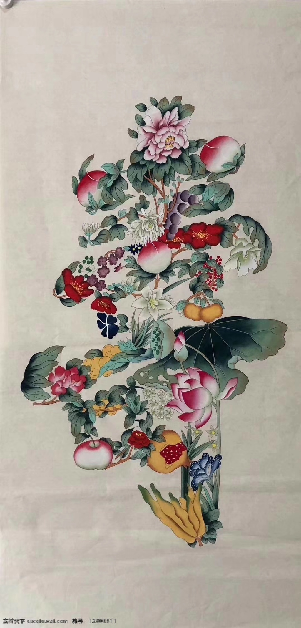 祝壽圖 工筆畫壽 繁體壽字 工筆畫 工筆花鳥 工筆畫石榴 工筆桃子