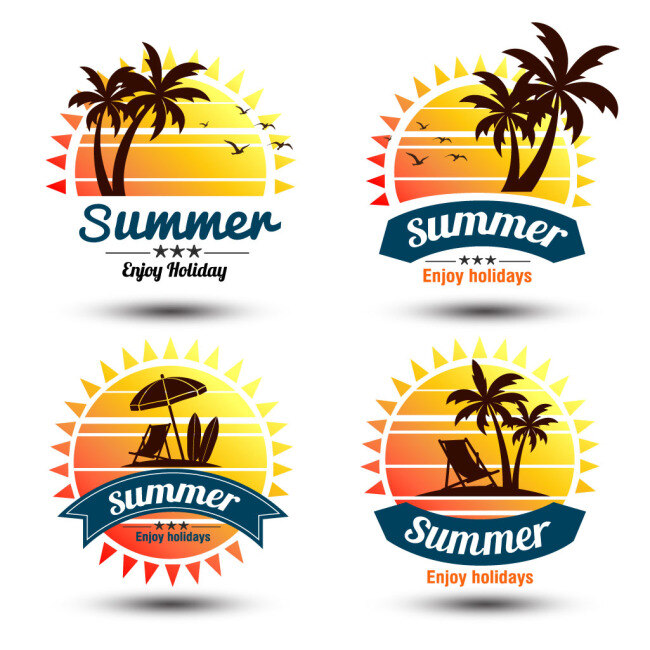 夏日 假期 logo 标志 标签 矢量 图集