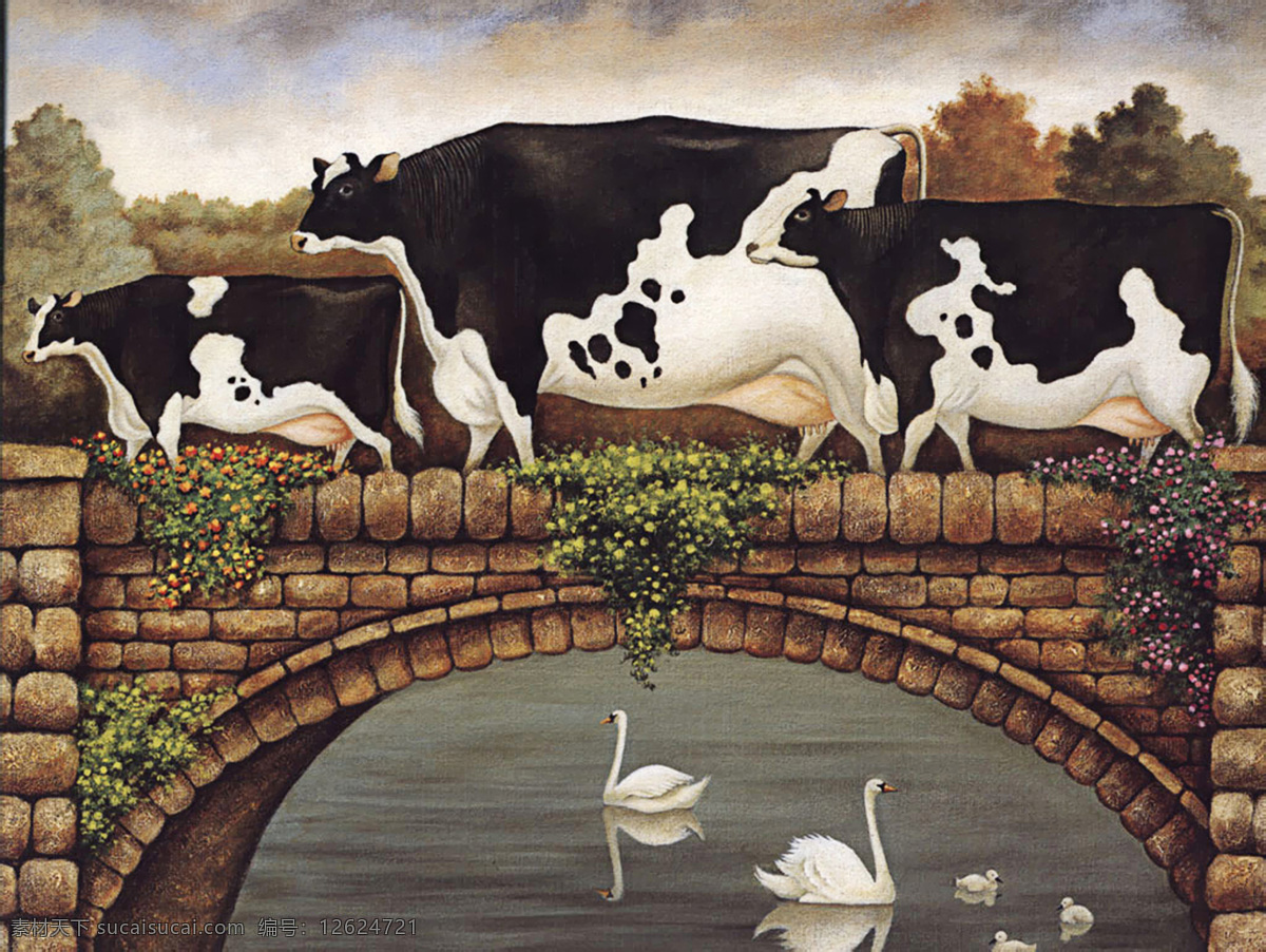 农场奶牛 文化艺术 绘画书法 设计图库