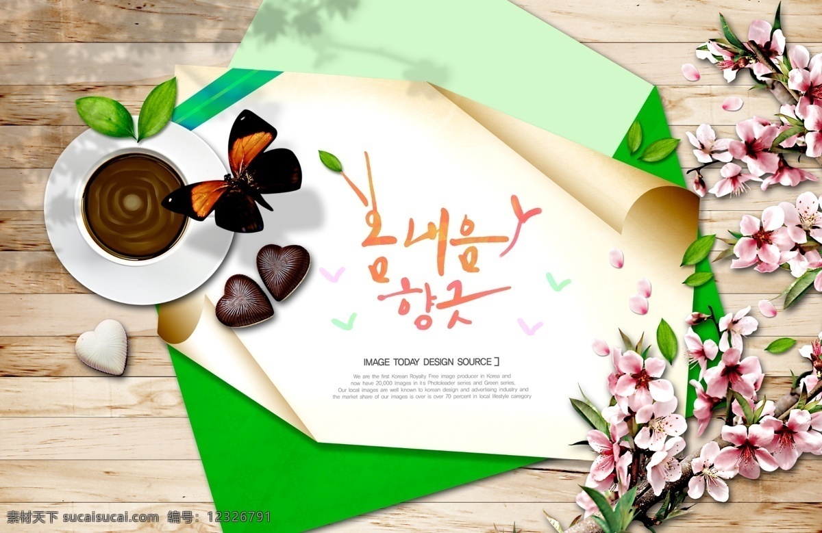 韩国 风格 花卉 插画 韩国风格 桌子 清新风格