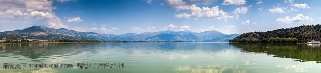 湖光山色 风景图片 蓝天白云 远山 树林 树木 湖水 山泉 山水风景 自然景观