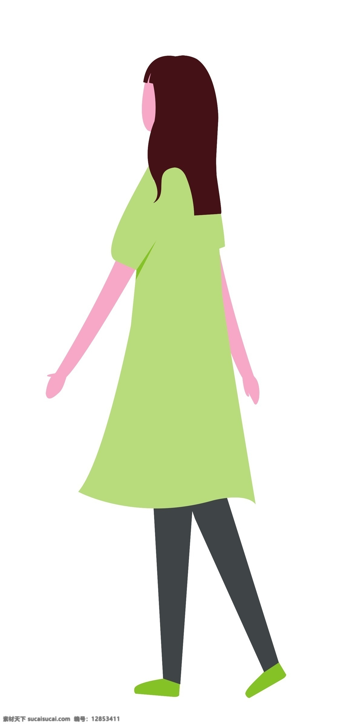 綠色長裙女孩 人物 裙子 服飾