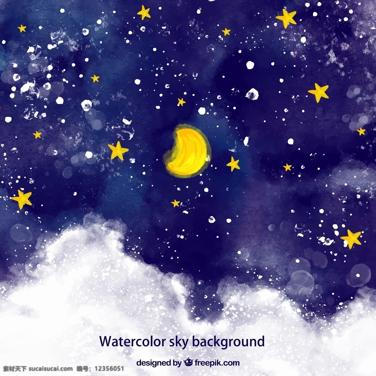 蓝色 夜空 风景图片 月亮 月牙 星星 天空 云朵 矢量 高清图片