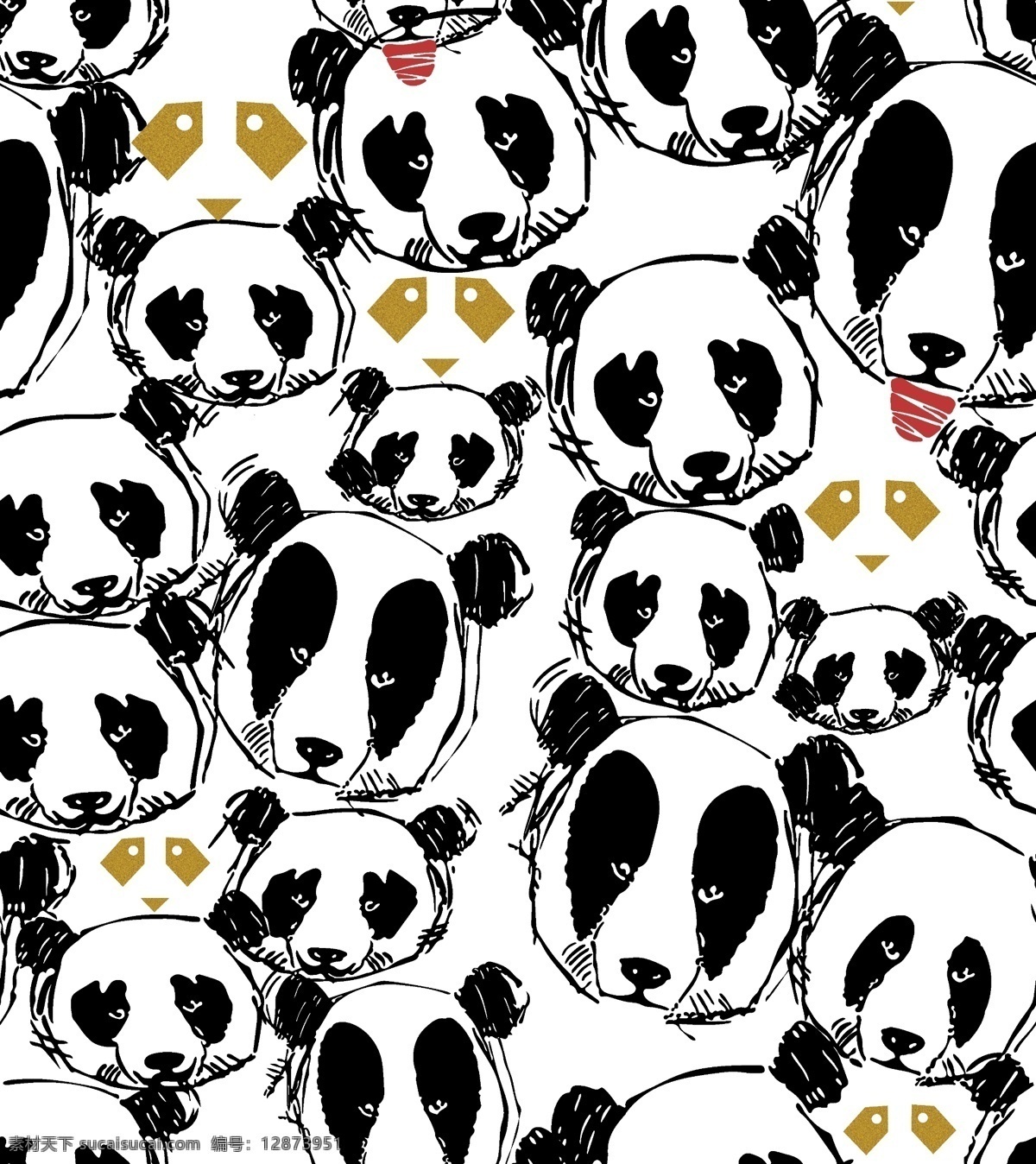可爱 大熊猫图片 大熊猫 印花 黑白 卡通 手绘