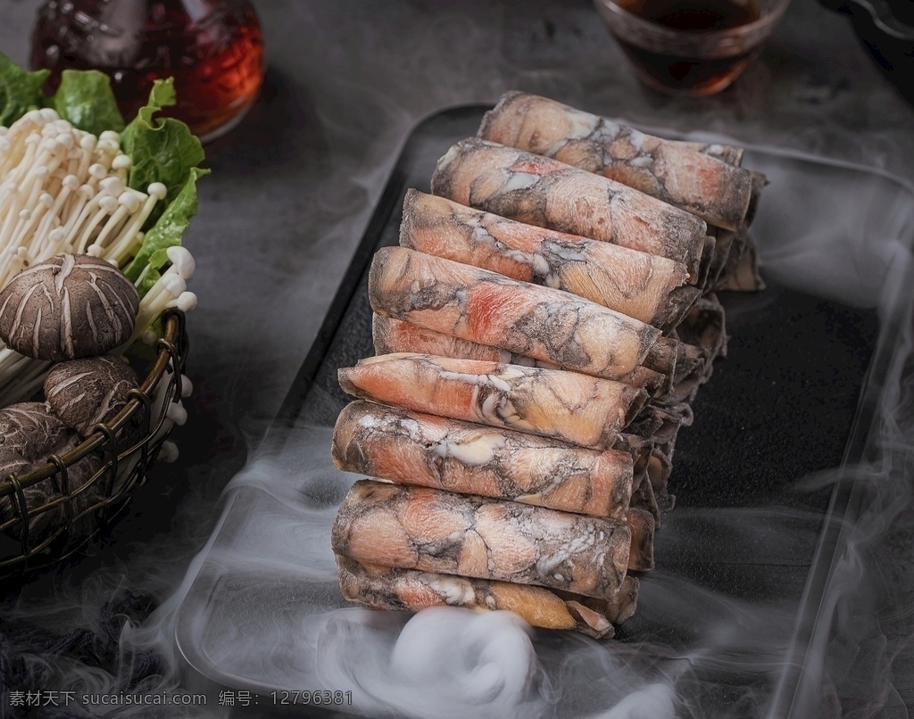 美食 火锅 鱼片 食物 肉 卷 食 材 肉卷 食材 餐饮美食 传统美食